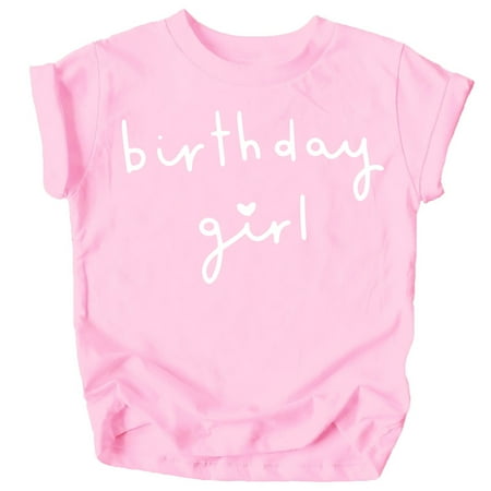 

Olive Loves Apple Birthday Girl with Heart Basic Birthday T Shirts for Any Age Birthday White on Pink Shirt 2T