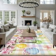 thumbnail image 4 of Happy Easter Area Rug 5x7 Washable Rug Non Slip Spring Colorful Eggs Butterfly Plaid Checkered Large Area Rug Soft Stainresistant Indoor Floor Carpet for Living Room Bedroom Home Office Dining Room, 4 of 8
