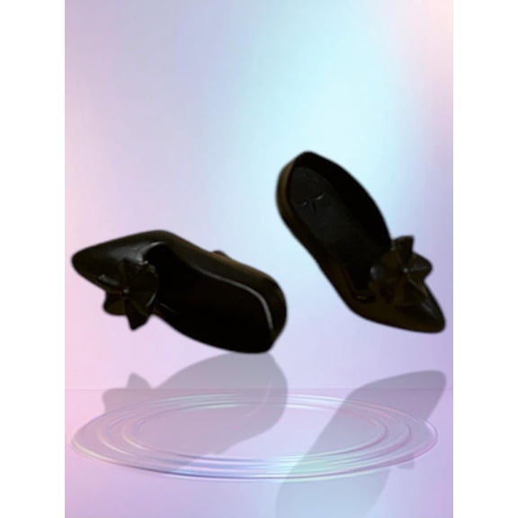 Doll Shoes Black Heels Rose Top