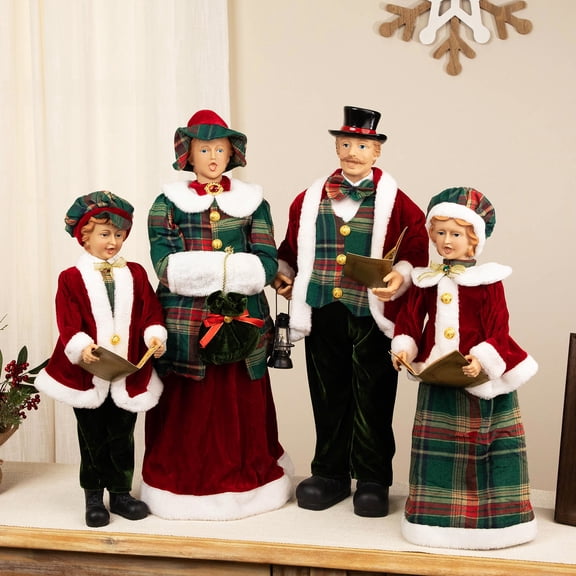 Northlight Victorian Tartan Carolling Family Christmas Figurines - 27" - Set of 4