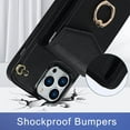 thumbnail image 4 of for iPhone 13 Pro Max Case Wallet, Card Holder Kickstand Mental Ring Leather for iPhone 13 Pro Max Case, Card Slot iPhone 13 Pro Max Case for Girls Women + 1* Sling Lanyard -Black, 4 of 16