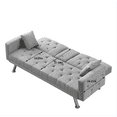 thumbnail image 5 of 75.59" Button Tufted Futon Sofa Bed, Linen Convertible Loveseat Sleeper Sofa, Reversible Loveseat Couches for Living Room, 2 Cup Holders,3 Angles Adjustable Back, Grey, 5 of 9