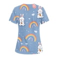 thumbnail image 4 of Easter Women Scrub Tops V Neck Funny Bunny Print Short Sleeve T Shirt Dressy Trendy Nursing Uniforms Shirts with Pocket, #01 Brown, S, 4 of 4