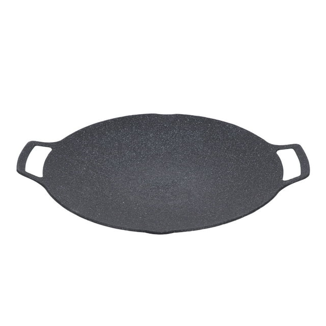 Griddle Plate, Frying Pan Aluminum Alloy Round Griddle, Quick Heating Double Handle BBQ Grill Pan, for Induction Cooktop, Gas Range