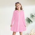 thumbnail image 6 of TIREOW Girls Swim Cover Up Solid Color Long Sleeve Zip-Up Hooded Terry Bathing Beach Pool Swimwear Clothes with Sunglasses 2 Piece Set, 6 of 7