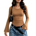 Auralook Women's Bell Sleeve Crop Tops Fashion Polka Dots Crewneck ...