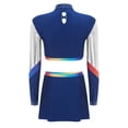 thumbnail image 4 of Alvivi Costume de Cheerleading pour Femmes Robe d'Uniforme Ensemble 2 Pcs Haut Court à Manches Longues avec Mini-Jupe Bleu Marine P, 4 of 6
