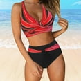 thumbnail image 2 of Swimsuits Women Push Up Vintage Retro Ruched High Waist Print Bikini Set Red Womens Bathing Suits XL, 2 of 4