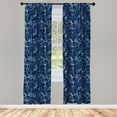 thumbnail image 4 of Ambesonne Paisley Window Curtains, Tropical Flowers Oriental, Each 28" W x 84" L, Pale Blue Sea Blue, 4 of 4