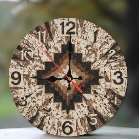 10-Inch Silent Wooden Wall Clock, Vintage Style Wall Clock Distressed Beige Brown Decor Silent Non-Ticking Clock, Battery Operated (AA Batteries Not Included), Artistic Home Decor