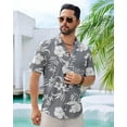 thumbnail image 3 of Men's Hawaiian Wrinkle Free Short Sleeve Button Down Tropical Floral Beach Vacation Shirt, 3 of 5