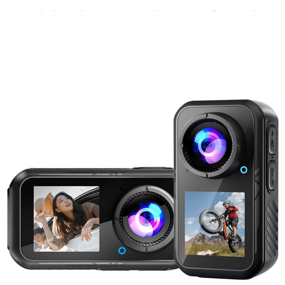 NUISK 5K Dual Screen Sports Camera, EIS Stabilization & 128GB Storage, Waterproof Vlog Cam with Remote for Snowboarding and Running (Black)