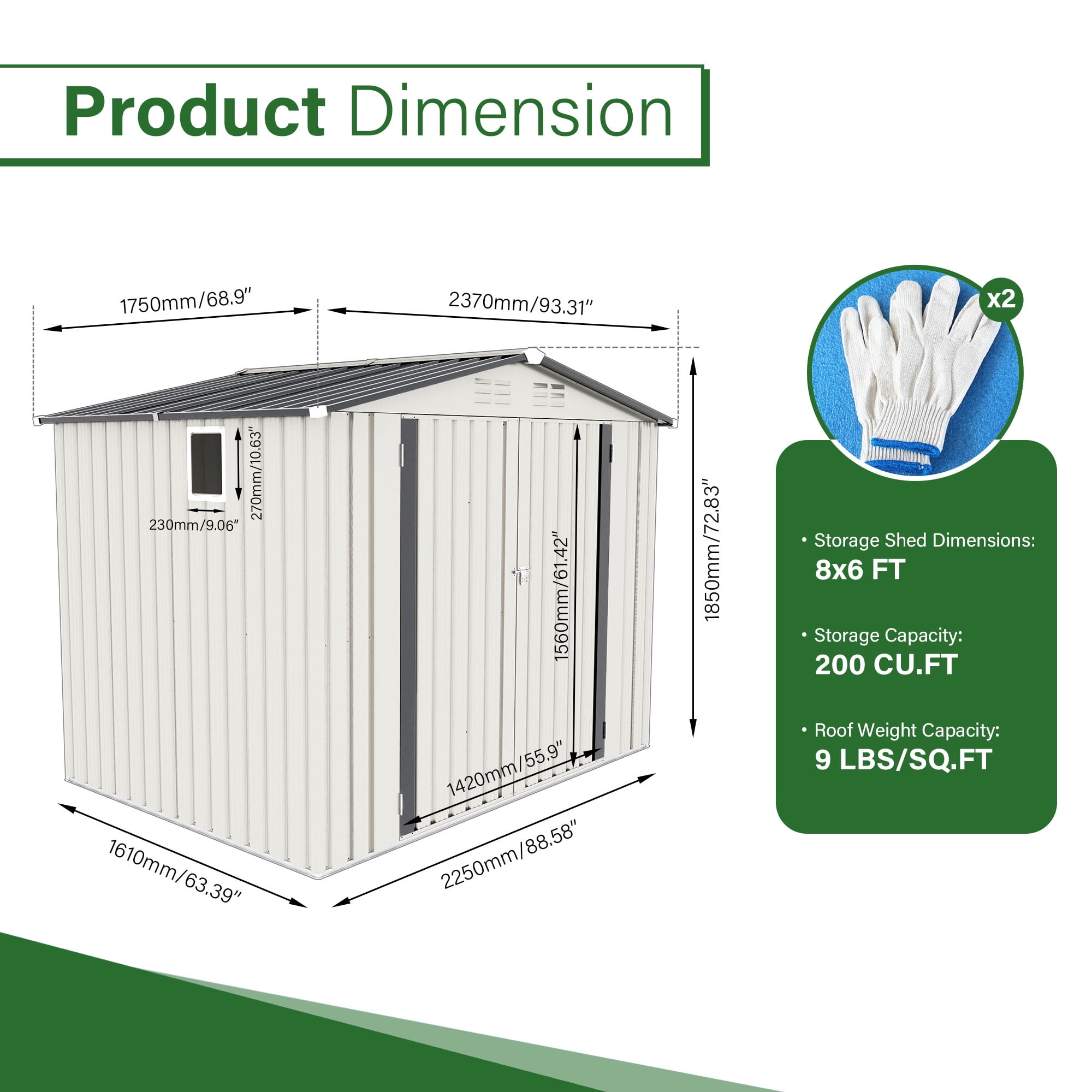 Weatherproof Metal Outdoor Storage Shed, Compact Tool Shed for Garden and Backyard, Lockable Door for Sundries(Base not included)