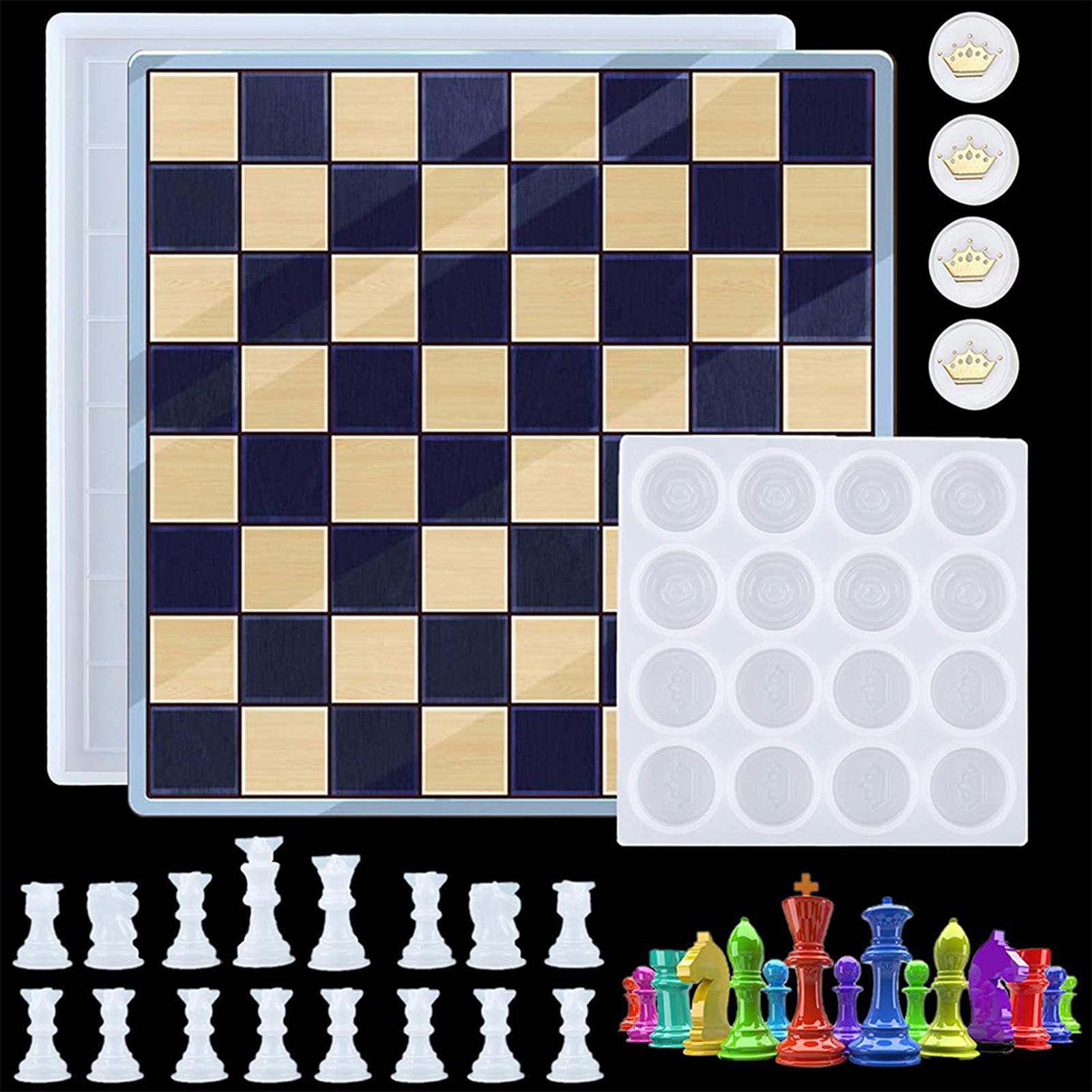 18 Pcs Chess Silicone Resin Mold Classic Checkers Board Crystal Epoxy Resin Kit