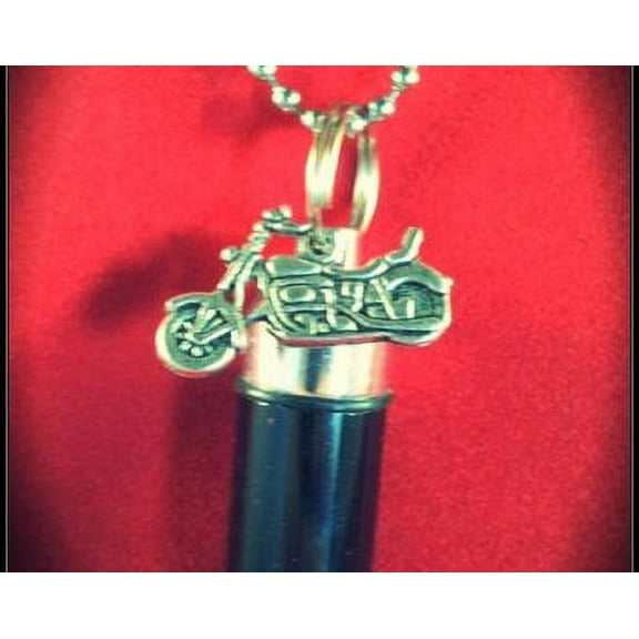 Companion Set of TWO Black MOTORCYCLE Personal CREMATION URN Keychain/Keepsakes with Velvet Pouch & Fill Kit