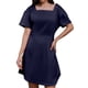 thumbnail image 1 of Vestido informal de manga corta con cuello cuadrado para mujer - Vestido mini con volantes de poliéster, tallas S-XL, 1 of 5