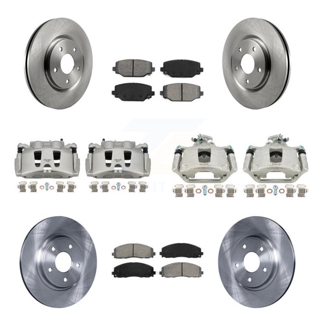 Transit Auto Front Rear Disc Brake Caliper Rotors and Semi-Metallic Pads Kit (10Pc) for Car Dodge Grand Caravan KC8-101003S