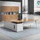 thumbnail image 4 of Executive Storage Office Desks Working Corner Reading Wooden Office Desks Keyboard Drawers Scrivania Ufficio Lavoro Furnitures My Lux Decor Round, 4 of 14