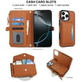 thumbnail image 3 of Decase 2-in-1 Detachable Magnetic Wallet Case Compatible with iPhone 13 Mini, Shockproof PU Leather Flip Cover with Card Slots, Cash Pocket, Zipper Purse, Crossbody Strap, RFID Blocking,Brown, 3 of 8