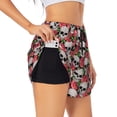 thumbnail image 3 of Lsque Skull and Roses Printed Women's Running Shorts with Liner Pockets,Elastic Quick Dry Workout Athletic Gym Yoga Shorts,Womens High Waist Shorts-, 3 of 9