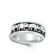 thumbnail image 4 of Polished Connected Elephant Animal Ring .925 Sterling Silver Band Jewelry Female Male Unisex Size 8, 4 of 4