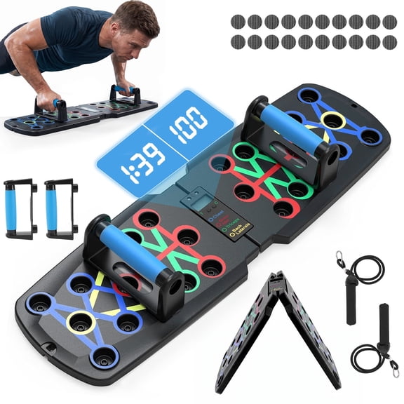 Yucurem Push Up Board with Smart Count, 30-in-1 Portable Folding Gym Essentials, Suitable For Chest And Back Exercises, Fitness Strength Training Stand
