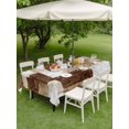 thumbnail image 4 of Outdoor Tablecloth with Umbrella Hole for Patio/Picnic/Party/Camping, Patchwork Texture Waterproof Table Cloth Rectangle Table Cover Washable, Retro Rustic Blocks Abstract Linen Brown (54"x 80"), 4 of 9