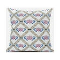 thumbnail image 2 of 20" X 20" White Blue Gray Lotus Floral Blown Seam Suede Throw Pillow, 2 of 5