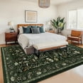 thumbnail image 2 of Garvee 9'x12' Vintage Floral Area Rugs Washable Botanical Printed Rugs Carpet, Low Pile Non Slip Oriental Rug Stain Resistant Indoor Rugs for Living Room Bedroom Dining Room, Dark Green, 2 of 8