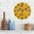 thumbnail image 3 of Wall Clock 10 Inch Silent Non-Ticking 8 Bees and Honeys on Yellow Battery Operated Rustic Retro for Living Room Home Kitchen Bathroom, 3 of 7