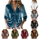 thumbnail image 1 of Blusa,Blusa informal de manga larga con cuello redondo para mujer, estampado de poliéster, cárdigan con cuello en V y botones para usar en casa, sopatenor, 1 of 8