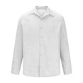 thumbnail image 5 of Xyxonk Men's Roll Up Long Sleeve Shirt Casual Button Down Collar T-Shirt Corduroy Fall Winter Collar Long Sleeve Henly Shirts Big and Tall Solid Color Shirts White M, 5 of 6