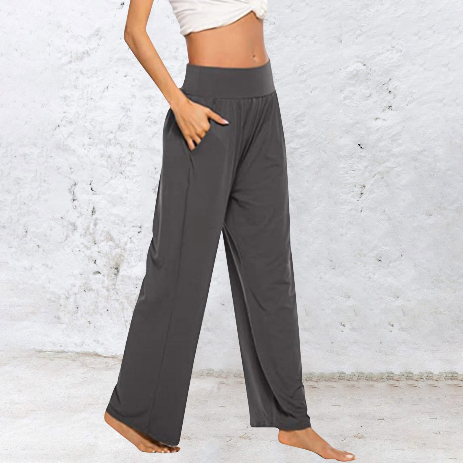 Aayomet Flowy Pants For Women Womens Yoga Sweatpants High Waist Cinch  Bottom Sweatpants Cozy Loose Workout Baggy Lounge Pants,Coffee M 
