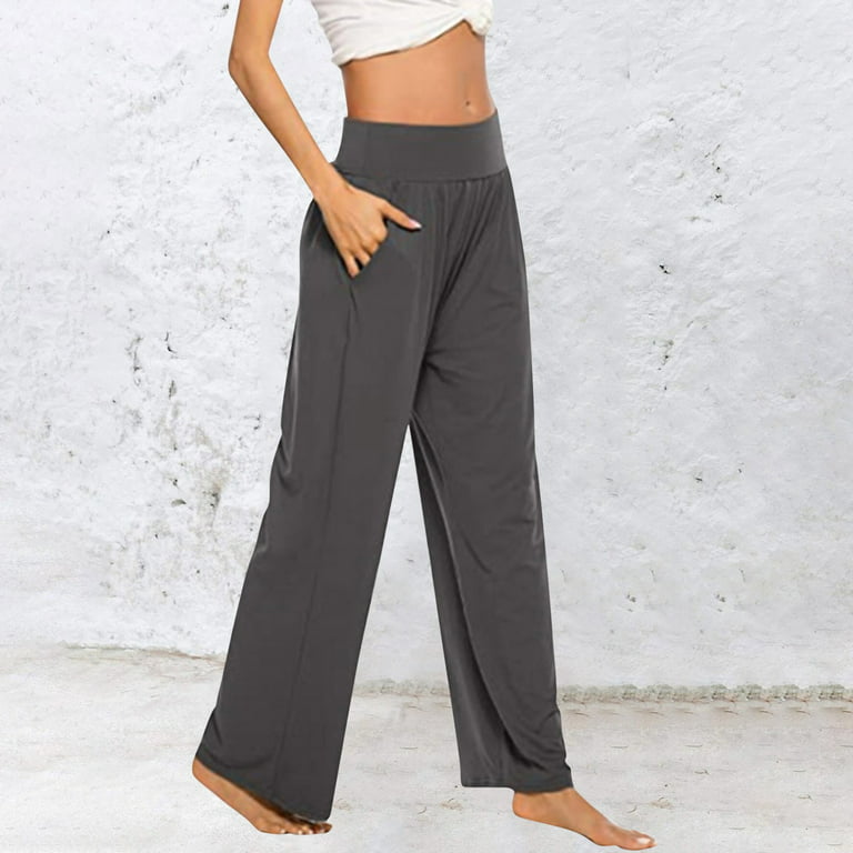 Linen Pants For Women Plus Size Tapered Yoga Sweatpant Comfy Loose Wide Leg  Lounge Joggers Grey Women'S Pants Casual S 