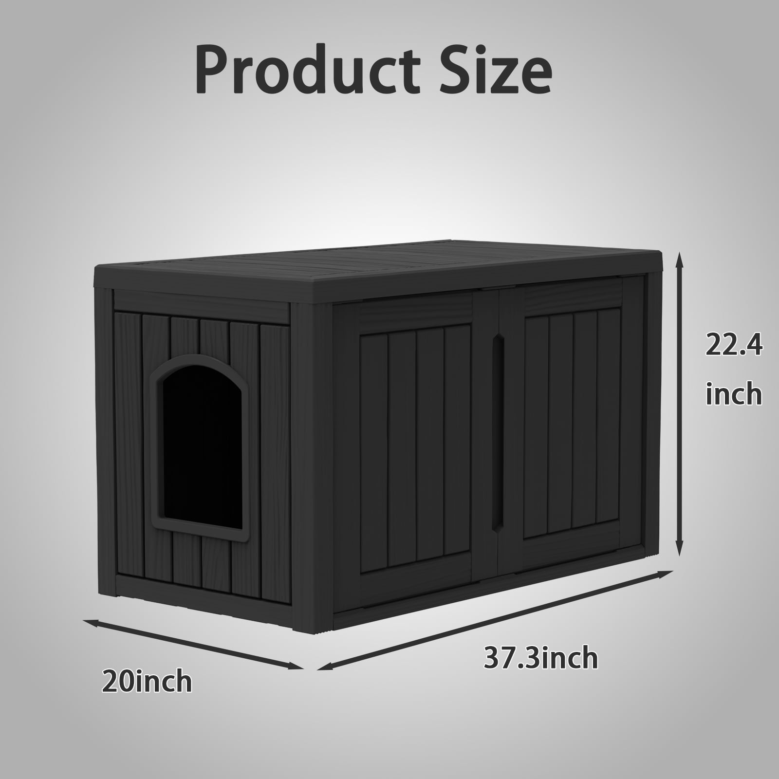 EASY UP resin cat house weatherproof scratch-resistant outdoor and indoor cat litter rooms stray cats pet supplies storage(black)
