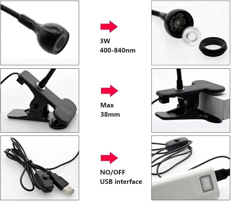 XIHAMA 3W mini UV nail lamp with 360° rotating clamp for fast-drying American gel