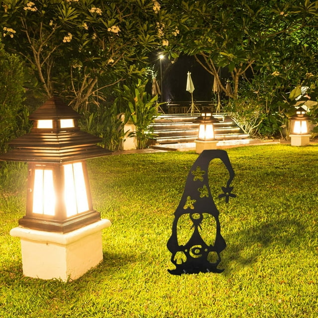 Fiudx Gnomo de Árbol de Acero, Metal Galvanizado de Hierro Duradero, Diseño Elegante y Detallado, Decoración para Jardín y Exterior, Símbolo de Protección Del Hogar, Fácil Instalación, Acero Calibre