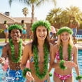 thumbnail image 2 of PMU Luau Tropical Fern Leaf Lei 3 Sets (12pcs) Green Wearable (Head, 2 Wrists and Necklace) Party Costume, 2 of 8