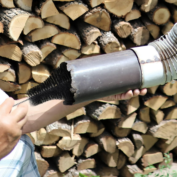 WHAMVOX 2pcs Chimney Brushes Fireplace Cleaning Brush Pellet Stove Chimney Brush Wire Wood Stove Brush Long Handle Pipe Cleaning Brush