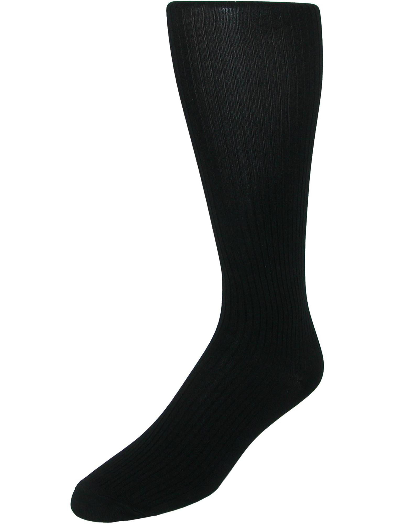 2 Pair Pack Mens Big and Tall Patterned Cotton Blend Black Dress Sock