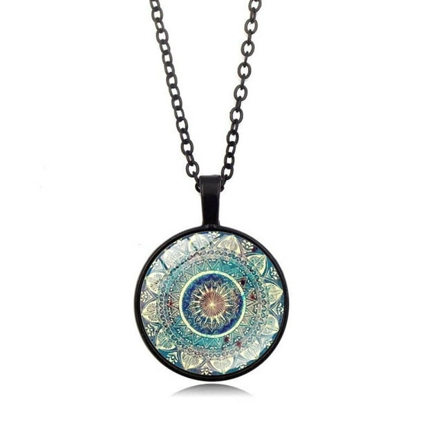 Sonducket Colorido Yoga Meditación Datura Flores Tiempo Gema Colgante de cristal Collares Regalos de San Valentín Accesorios de moda Colgantes Ropa, zapatos y accesorios Miscelánea negro Sonducket PS11367-01