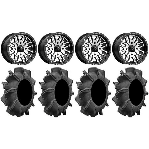 MSA Machined Brute 14" UTV Wheels 32" Assassinator Tires Yamaha Viking Wolverine YXZ1000R CFMoto ZForce 950 UForce 1000