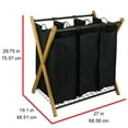 thumbnail image 2 of Oceanstar X-Frame Bamboo 3-Bag Laundry Sorter, Black, 27 in L x 19.1 in W x 29.75 in H, Age Group: Adults, 2 of 12