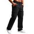 thumbnail image 3 of Cargo Pants for Men Lightweight Hiking Tactical Work Elastic Waist Baggy Sweatpants with Multi Pockets Fall Clothing_Black_XXXL, 3 of 5