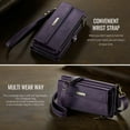 thumbnail image 6 of TECH CIRCLE Wallet Case Compatible with iPhone 16e RFID Blocking 9-Card Holder Soft PU Leather Magnetic Snap Shoulder Strap Zipper Pocket Stand Phone Case Fit for iPhone 16e for Women,Purple, 6 of 7