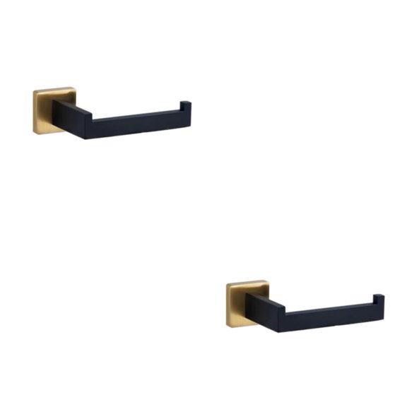 Toystoory Juego de accesorios para baño, toallero, soporte de papel, gancho para bata, accesorios Soporte de oro negro 2Conjunto