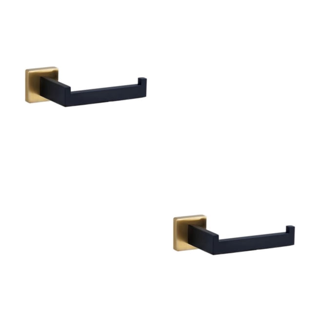 Toystoory Juego de accesorios para baño, toallero, soporte de papel, gancho para bata, accesorios Soporte de oro negro 2Conjunto