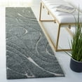 thumbnail image 3 of SAFAVIEH Florida Tamzen Abstract Shag Runner Rug, Sage/Ivory, 2'3" x 9', 3 of 9