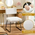 thumbnail image 5 of Upholstered Striped Dining Chairs Set of 8, Velvet Vanity Chair, Modern Side Chair with Thickened Cushion, Full Velvet Upholstered Seat and Backrest, for Dining Room/Living Room/Vanity, White, 5 of 9