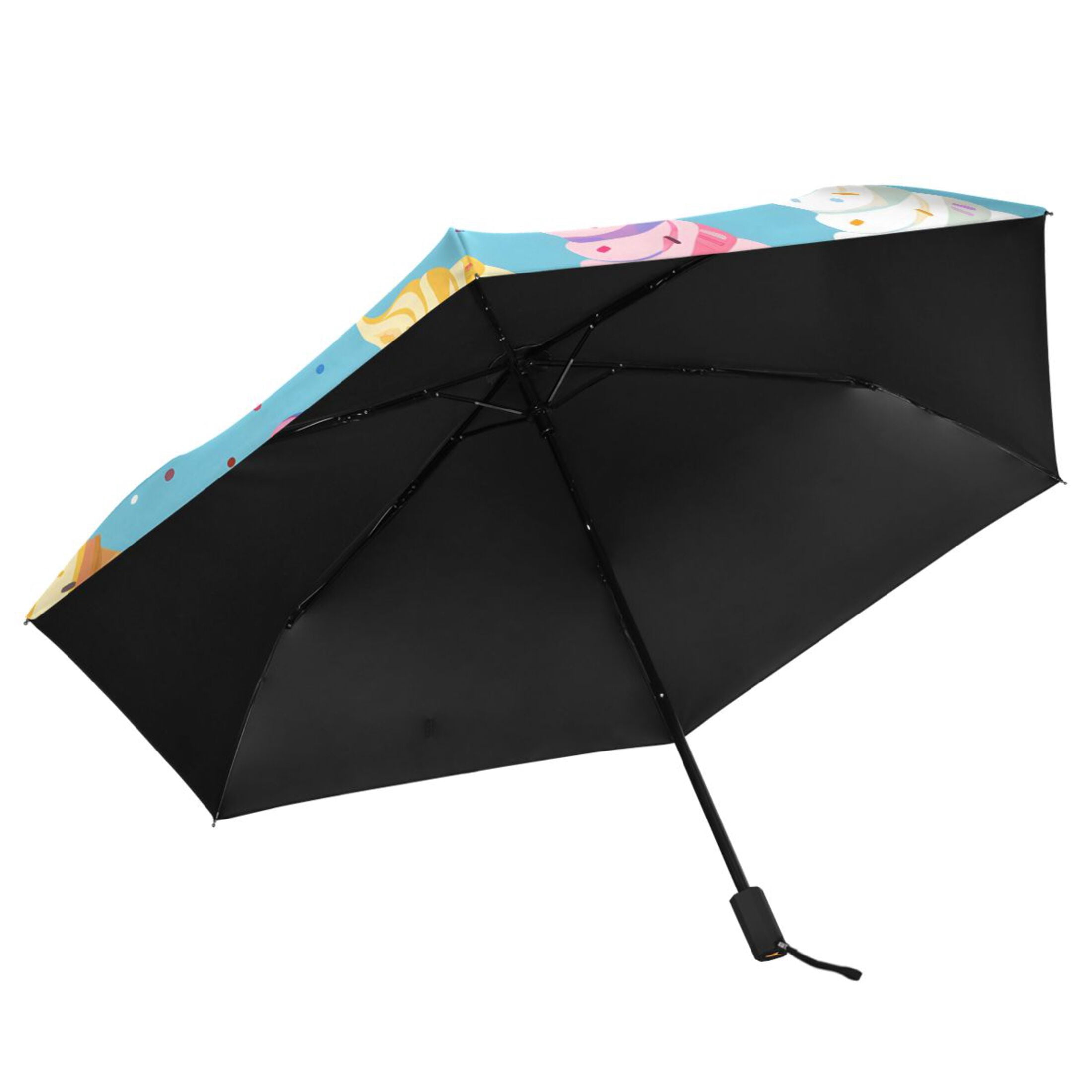 Cartoon Ice Cream Compact Sun Umbrella Windproof Travel Umbrellas for Rain Strong Portable UV Protection